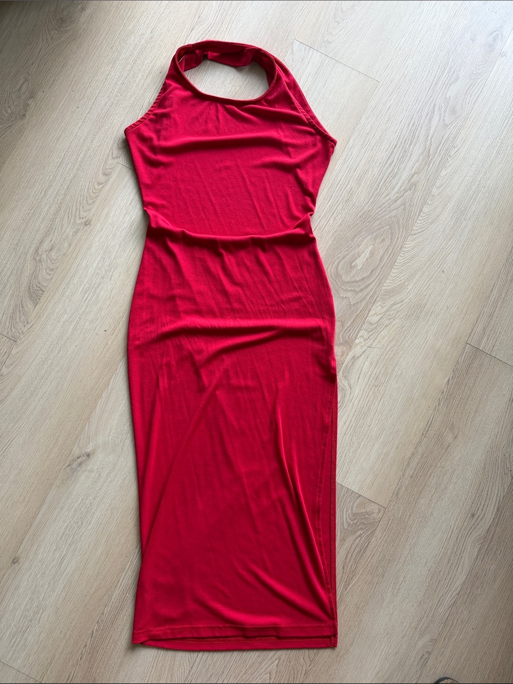 SHEIN Red Halter Midi Dress